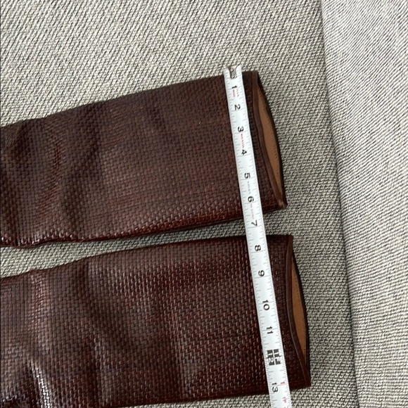 Made In Spain for RAYLEY LTD. Woven Brown Heeled Boots with Chunky High Heels - Picture 14 of 16
